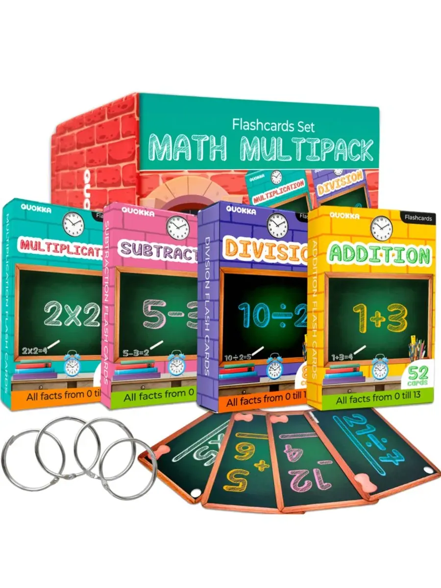 Математические карточки для детей 4-8 лет - игры на сложение и вычитание, умножение и деление для — изображение 1 из 6