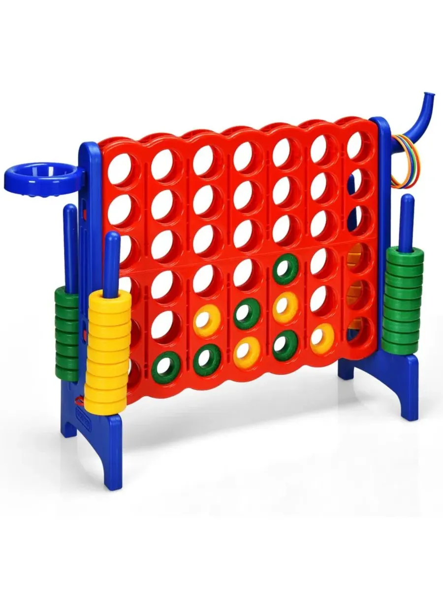 Напольная игра 4 в ряд с баскетбольным кольцом, 3-в-1 Costway