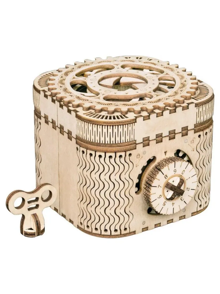 Набор для сборки деревянной 3D-головоломки Puzzle Box, бежевый, 12 см 10 см 3,10 см Robotime