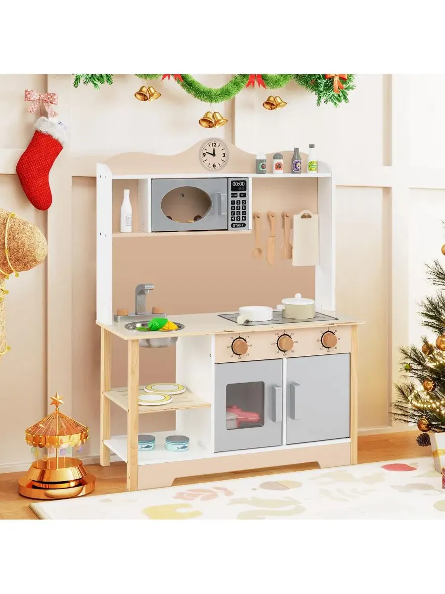 Деревянный игровой кухонный набор для детей, предназначенный для ролевых игр и развития воображения — изображение 2 из 10