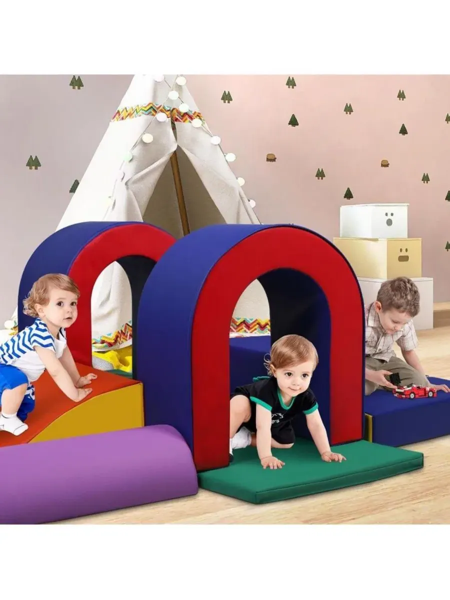 Игровой набор для лазания из 10 частей, мягкий поролоновый Kinder King — изображение 2 из 9, зеленый