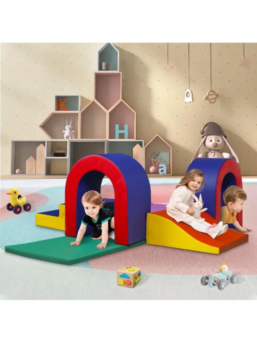 Игровой набор для лазания из 10 частей, мягкий поролоновый Kinder King — изображение 4 из 9, зеленый