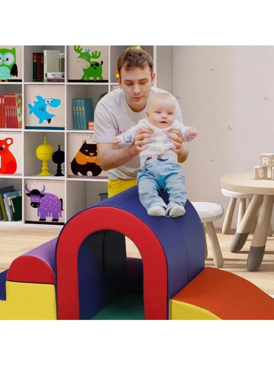 Игровой набор для лазания из 10 частей, мягкий поролоновый Kinder King — изображение 7 из 9, зеленый