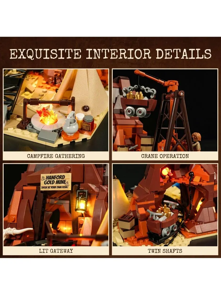 Набор конструктора с подсветкой Wild West Gold Mine Lighting Lumibricks — изображение 6 из 9, нет цвета