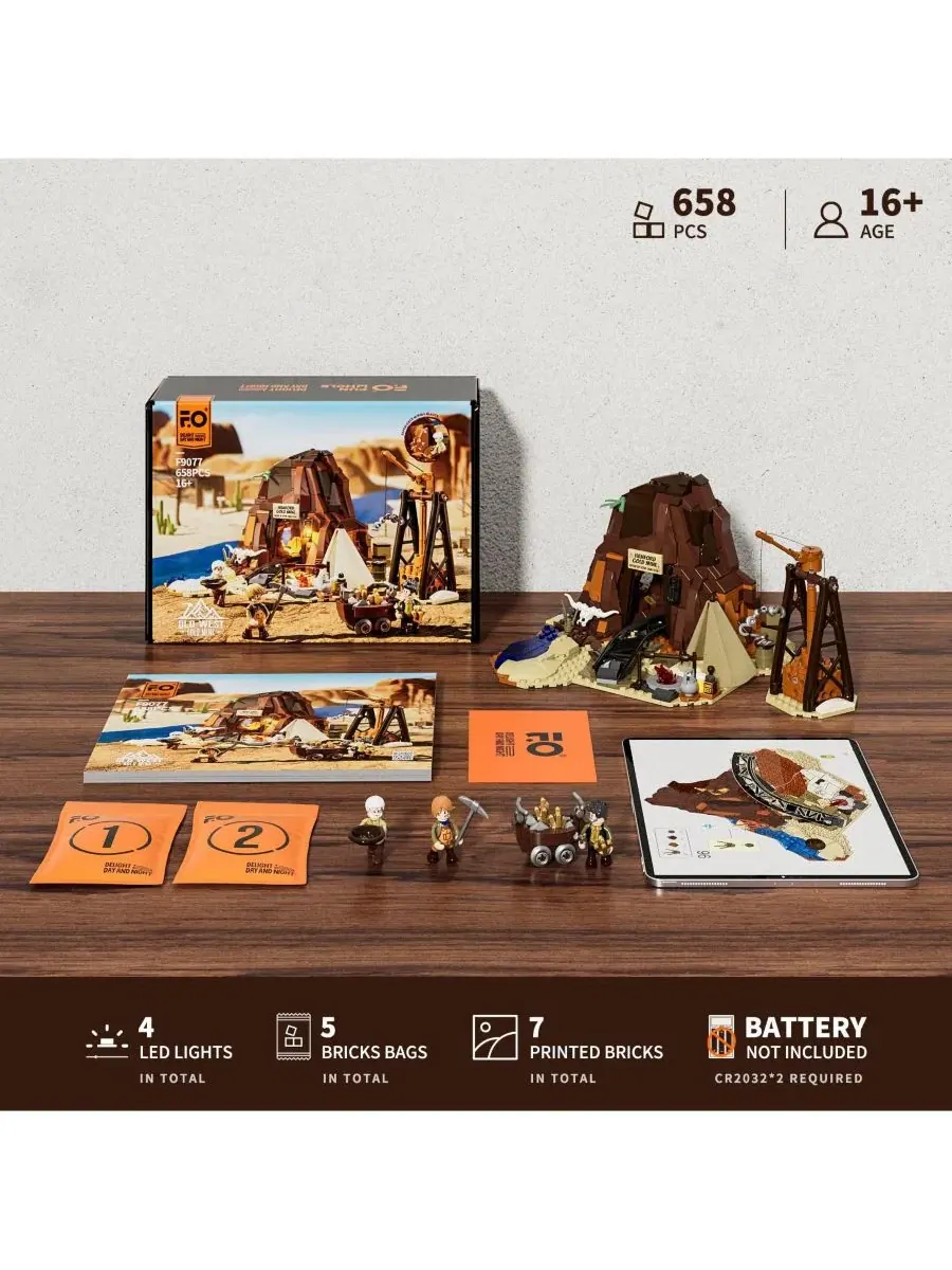 Набор конструктора с подсветкой Wild West Gold Mine Lighting Lumibricks — изображение 7 из 9, нет цвета