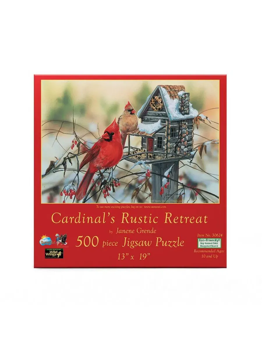 Пазл 500 элементов «Cardinal's Rustic Retreat» SunsOut — изображение 2 из 5, нет цвета