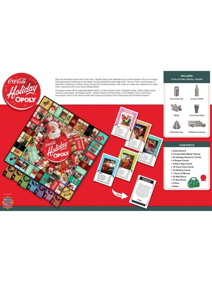 Настольная игра Coca-Cola Holiday Opoly MasterPieces Puzzles — изображение 2 из 3, нет цвета