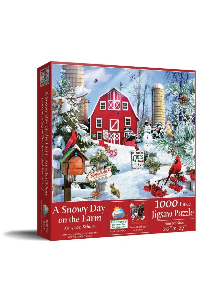 Пазл «A Snowy Day on the Farm» 1000 элементов SunsOut, Christmas