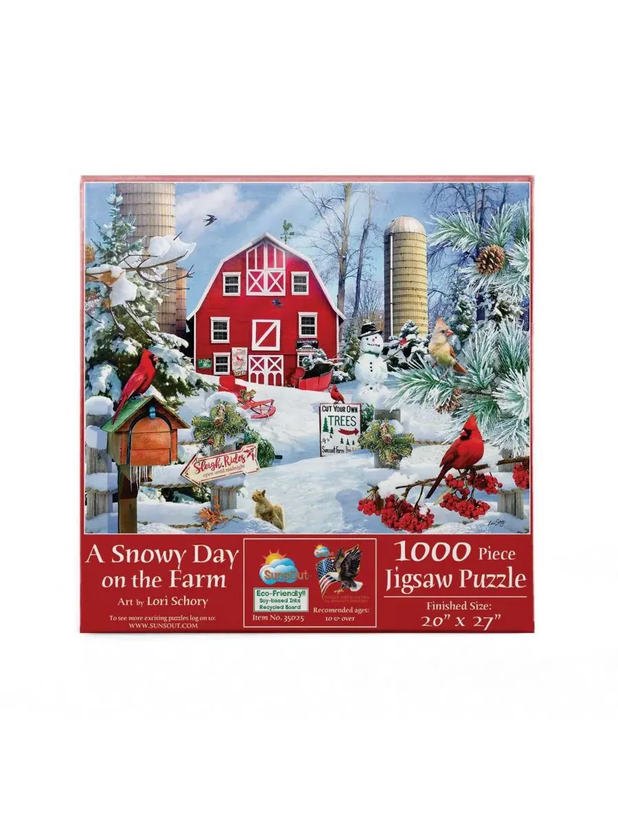 Пазл «A Snowy Day on the Farm» 1000 элементов SunsOut, Christmas — изображение 2 из 5, нет цвета