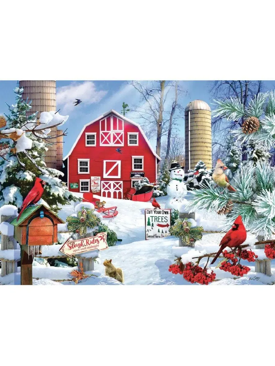 Пазл «A Snowy Day on the Farm» 1000 элементов SunsOut, Christmas — изображение 3 из 5, нет цвета