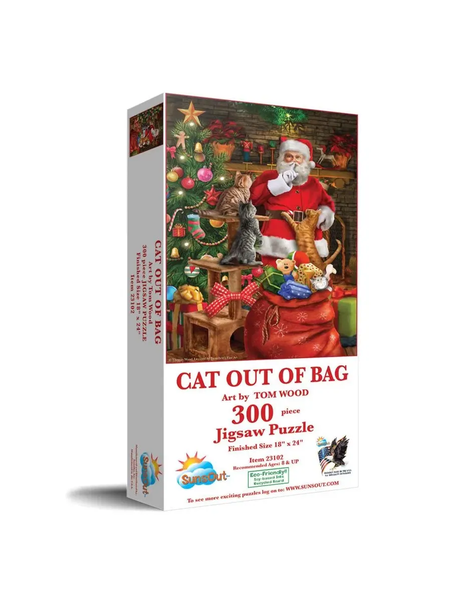 Пазл «Cat out of the Bag» (300 деталей) для взрослых, рождественский Sunsout