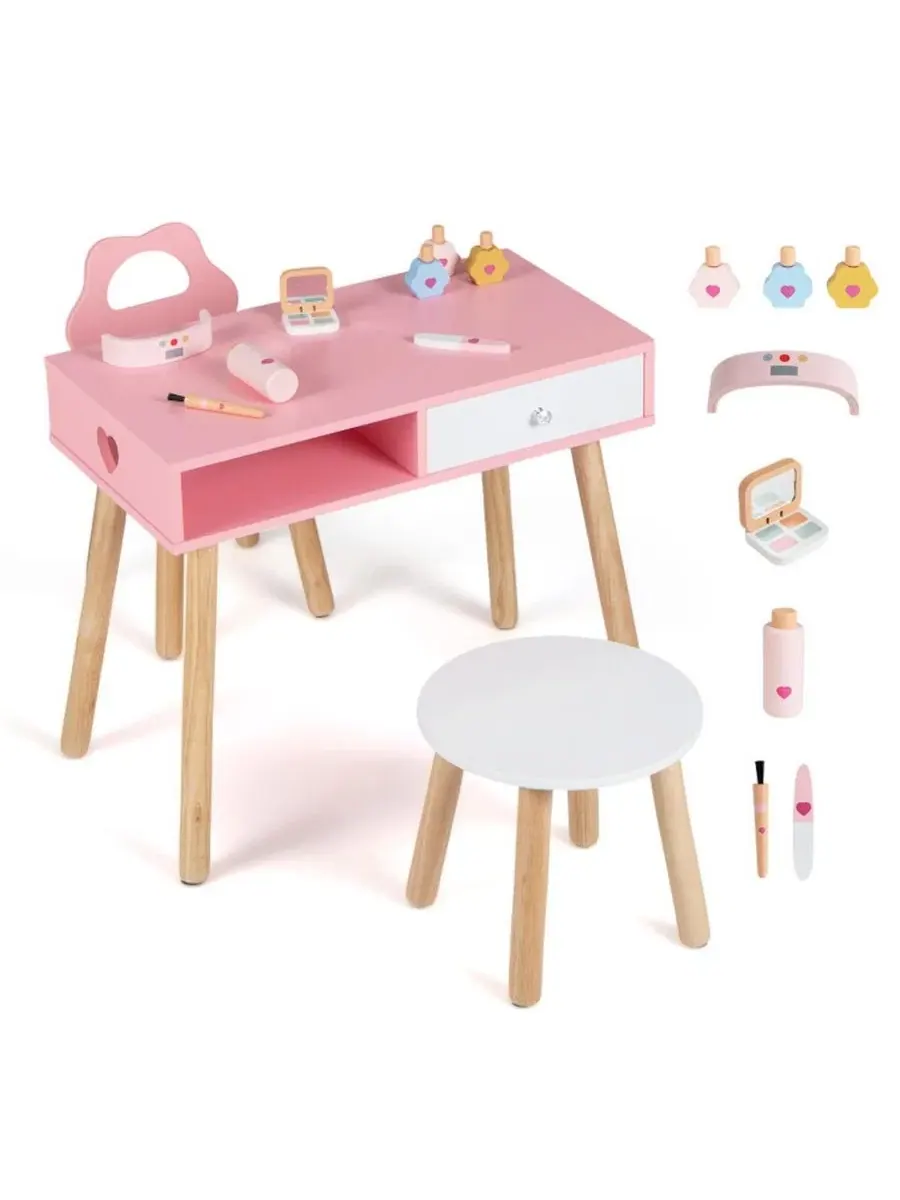 Игровой набор салона маникюра 3-предметный, стол, стул, табурет SUGIFT