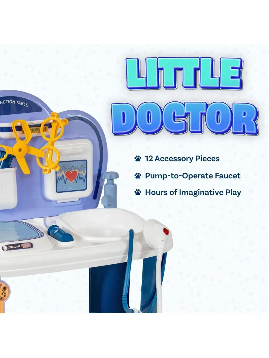 Игровой набор ветеринарной станции с аксессуарами, 70x27x58 см Sunnydaze Decor — изображение 2 из 11, синий