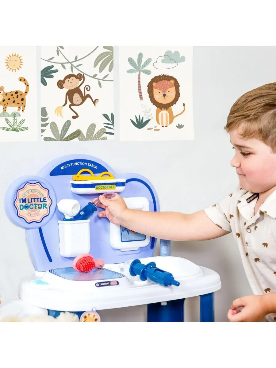Игровой набор ветеринарной станции с аксессуарами, 70x27x58 см Sunnydaze Decor — изображение 11 из 11, синий