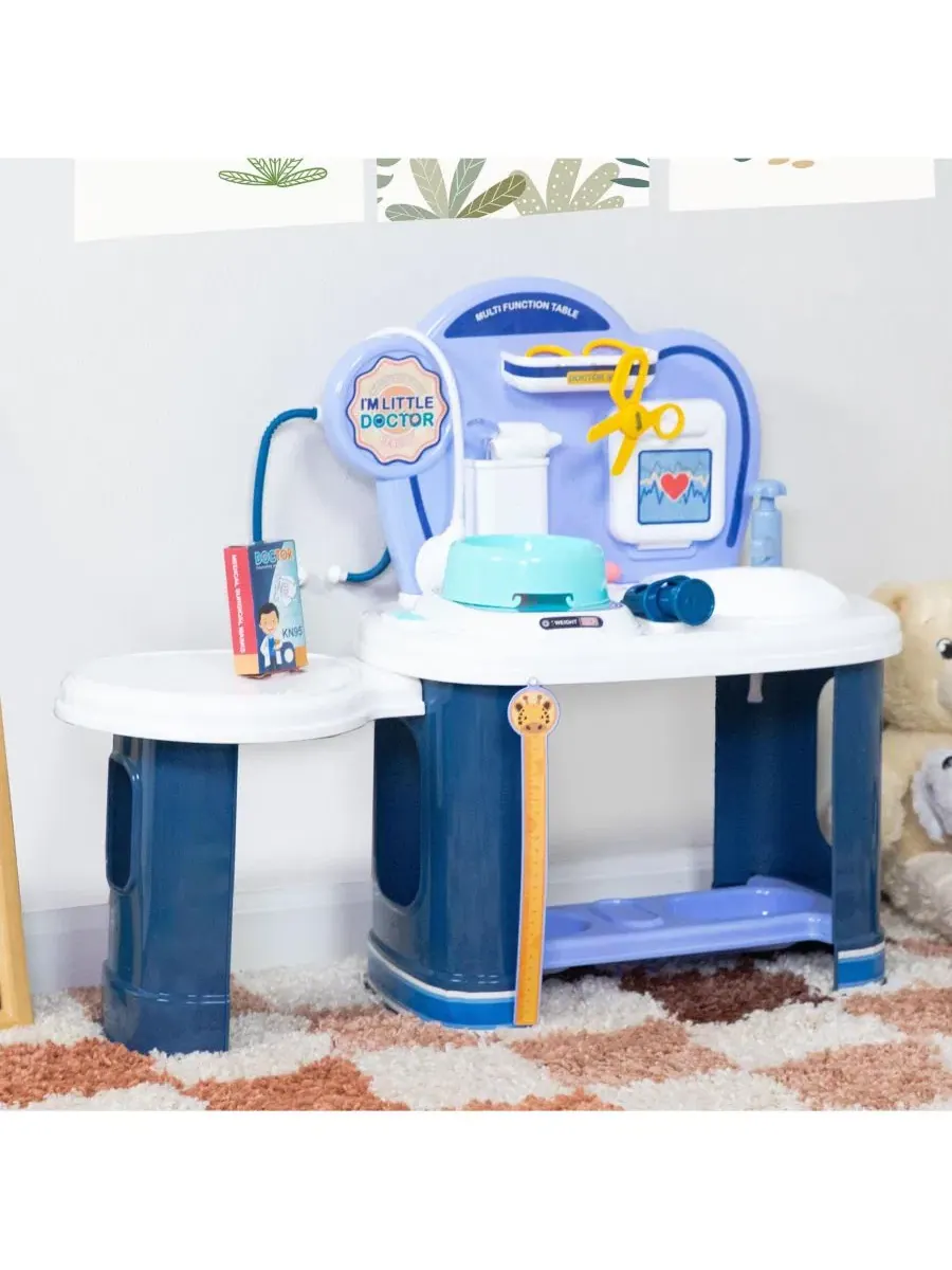 Игровой набор ветеринарной станции с аксессуарами, 70x27x58 см Sunnydaze Decor — изображение 4 из 11, синий
