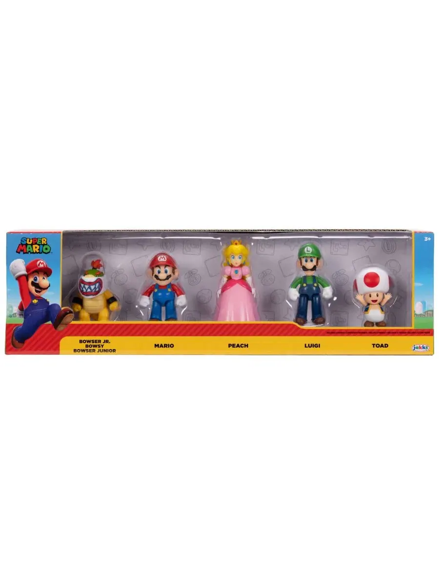 Набор фигурок Super Mario, 5 шт., Mario, Luigi, Princess Peach, Toad, Bowser Jr., 2.5 дюйма SUPER