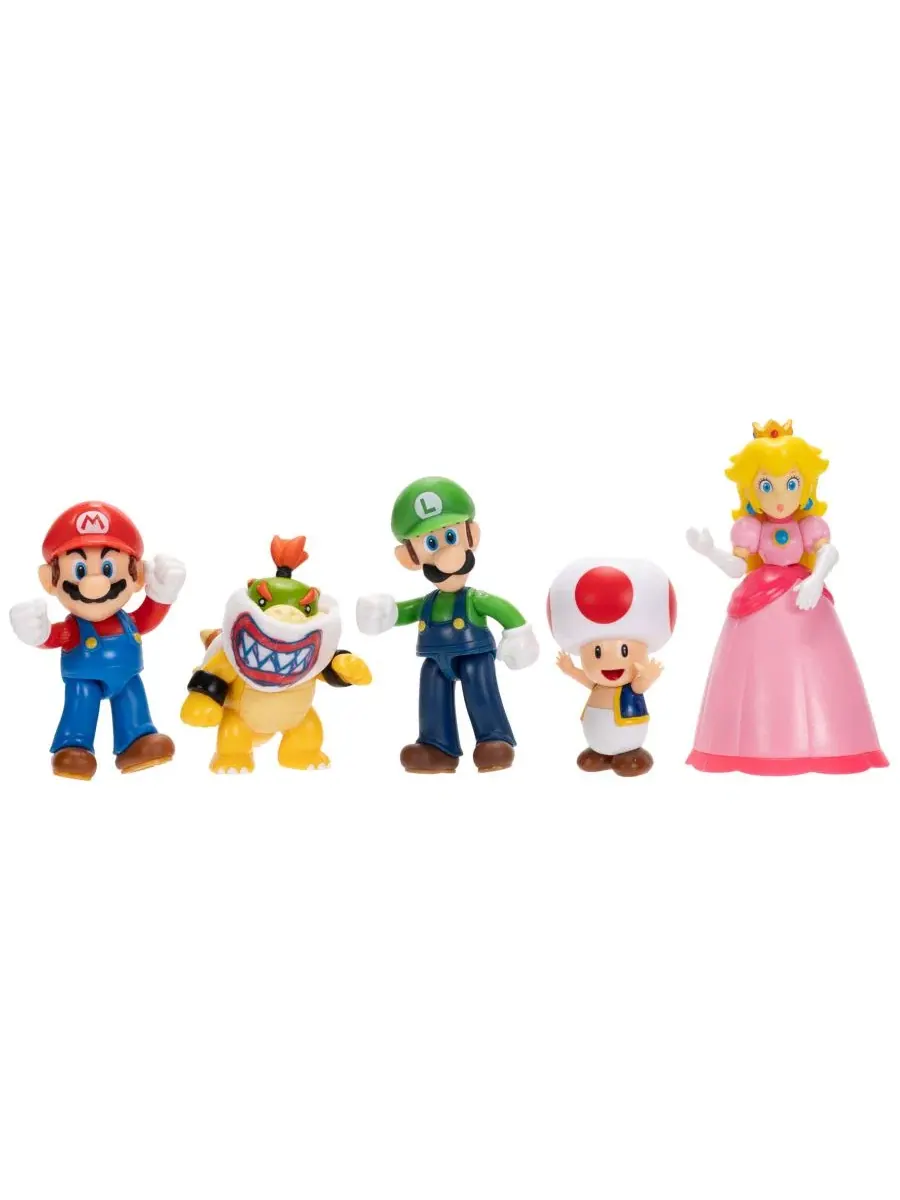 Набор фигурок Super Mario, 5 шт., Mario, Luigi, Princess Peach, Toad, Bowser Jr., 2.5 дюйма SUPER — изображение 2 из 3