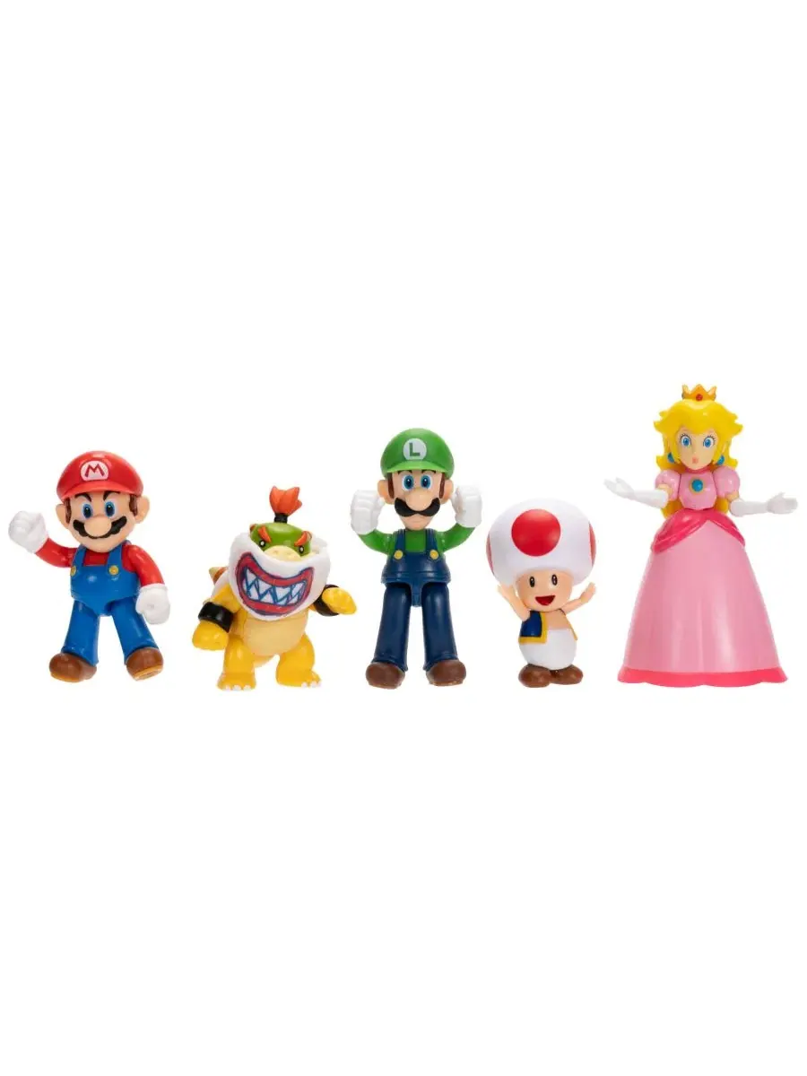 Набор фигурок Super Mario, 5 шт., Mario, Luigi, Princess Peach, Toad, Bowser Jr., 2.5 дюйма SUPER — изображение 3 из 3
