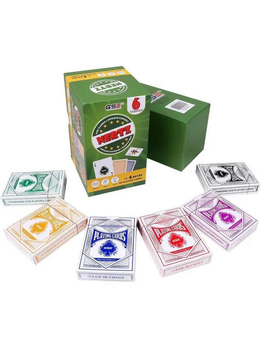 Набор карточных игр Nertz из 6 колод, разноцветные игральные карты для покера, блэкджека, рамми