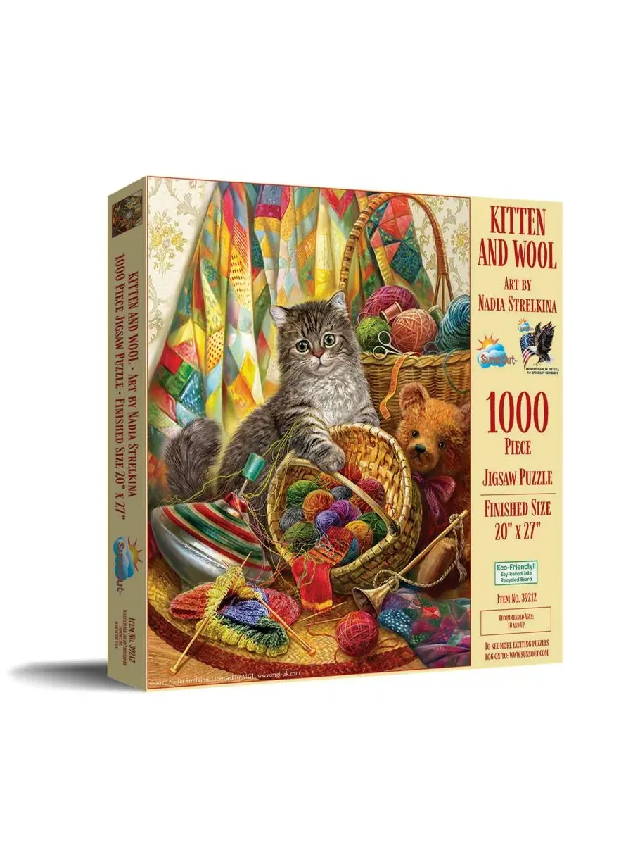 Пазл «Котенок и шерсть» (1000 деталей) для взрослых Sunsout