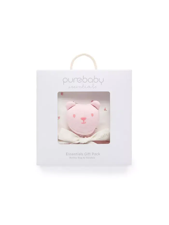 Подарочный набор для девочки: эластичная пеленка и плед Purebaby — изображение 3 из 4, розовый