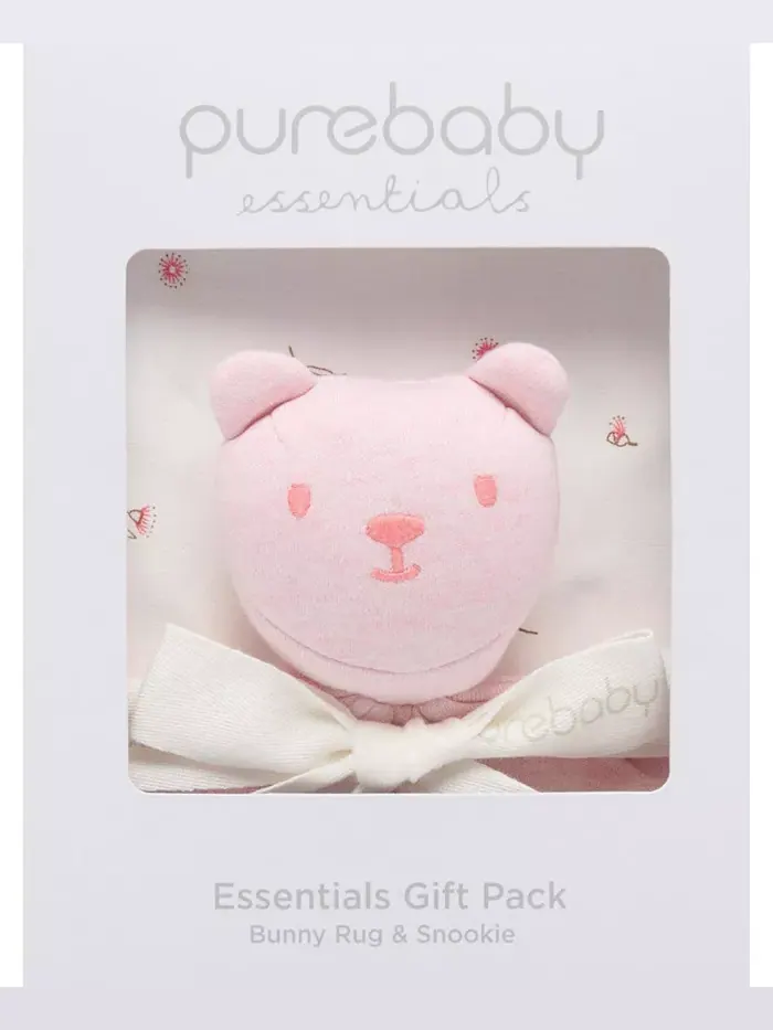 Подарочный набор для девочки: эластичная пеленка и плед Purebaby — изображение 4 из 4, розовый