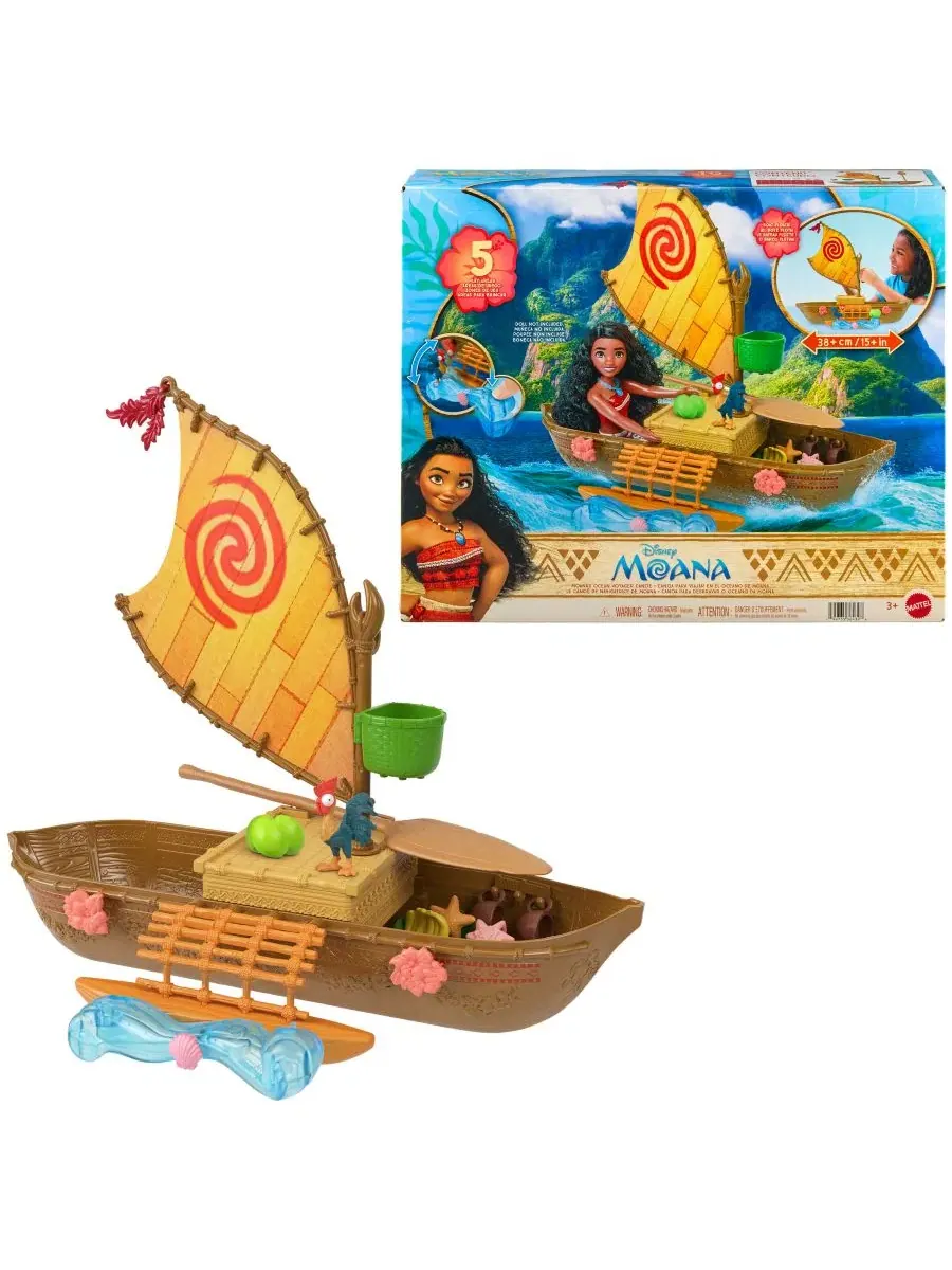 Каноэ с фигуркой Хейхей Disney Princess Moana, Ages 3+ Disney Princess — изображение 2 из 6, нет цвета