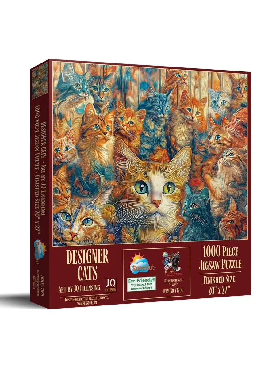 Пазл «Дизайнерские кошки» из 1000 деталей для взрослых Sunsout