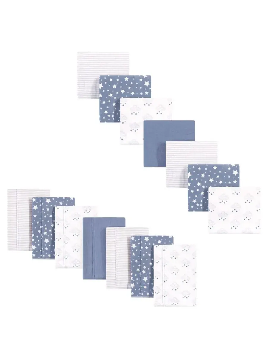 Набор из 14 салфеток для срыгивания и пеленки для новорожденных Hudson Baby — изображение 1 из 2, синий