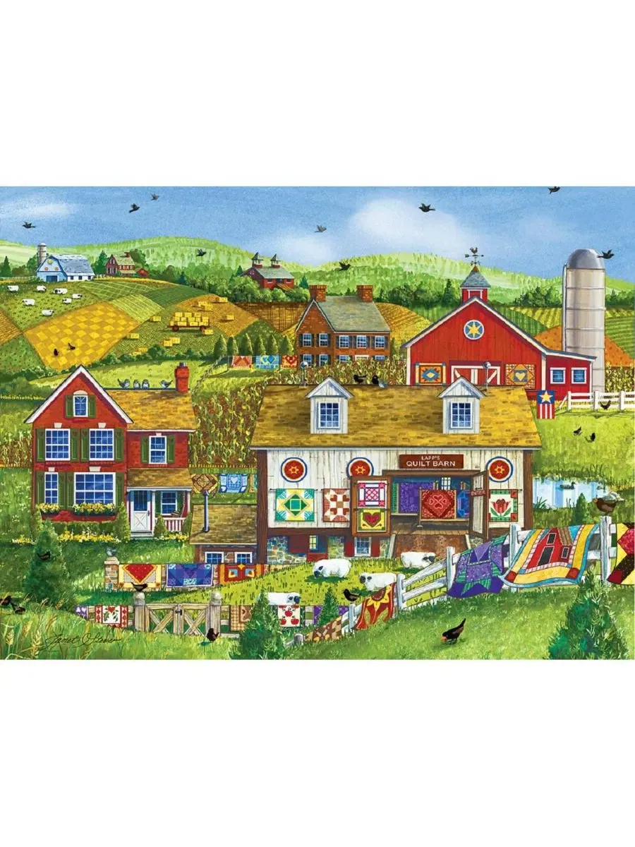 Пазл 1000 элементов с фермерским принтом Lapp's Quilt Barn SunsOut — изображение 2 из 5, нет цвета