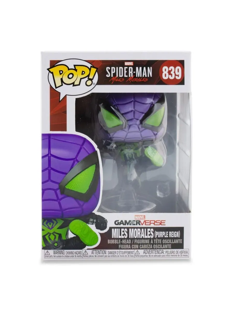 Виниловая фигурка Funko POP Человек-паук Marvel, Майлз Моралес в фиолетовом костюме из серии — изображение 7 из 8, нет цвета