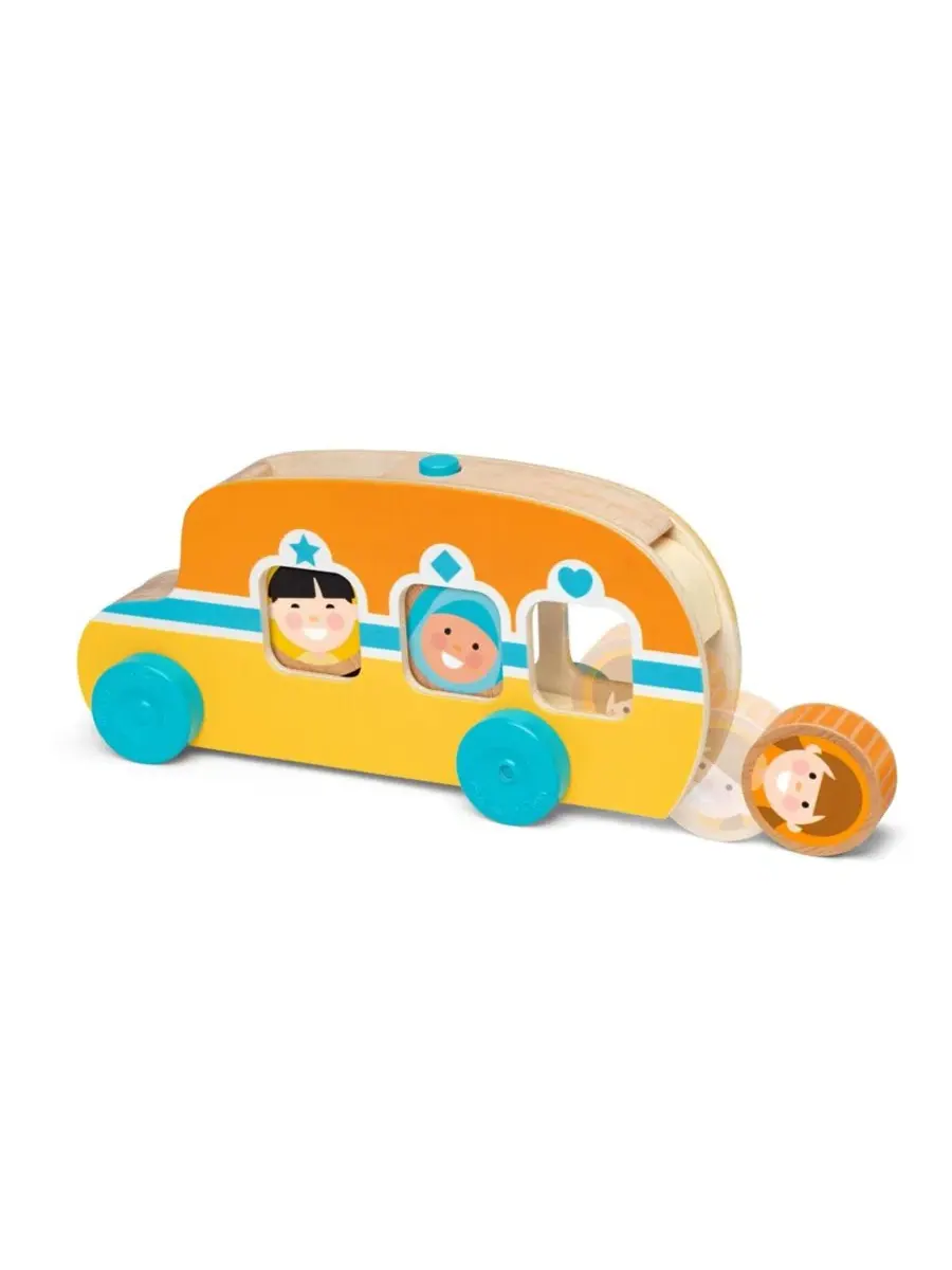 Деревянный автобус Go Tots Roll Ride с 3 дисками, набор из 4 штук Melissa And Doug — мульти