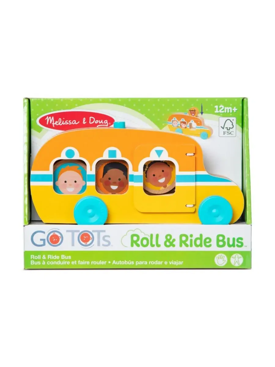 Деревянный автобус Go Tots Roll Ride с 3 дисками, набор из 4 штук Melissa And Doug — изображение 2 из 2, мульти