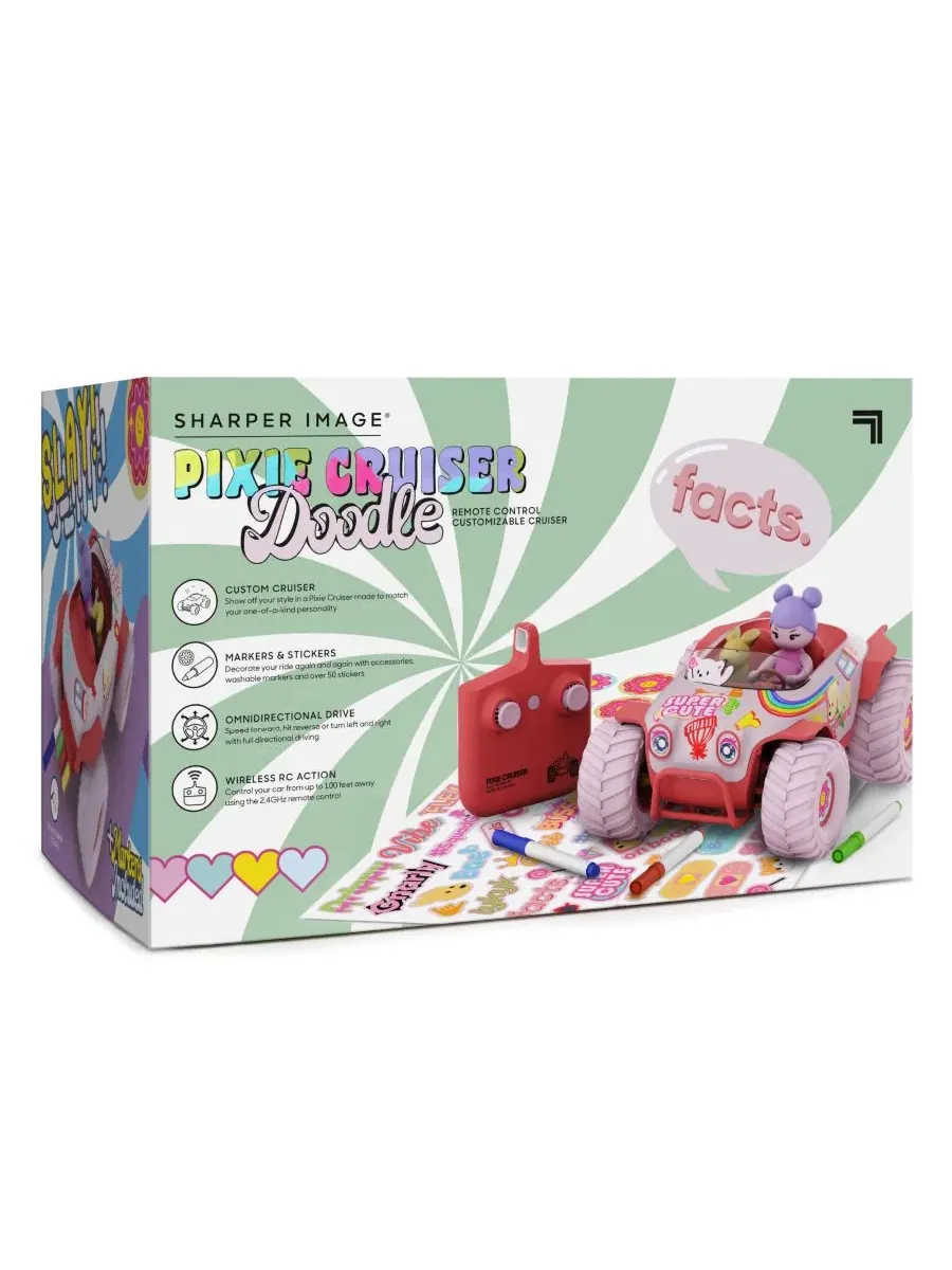 Настраиваемая радиоуправляемая машинка Pixie Cruiser Doodle Sharper Image — изображение 7 из 8, розовый