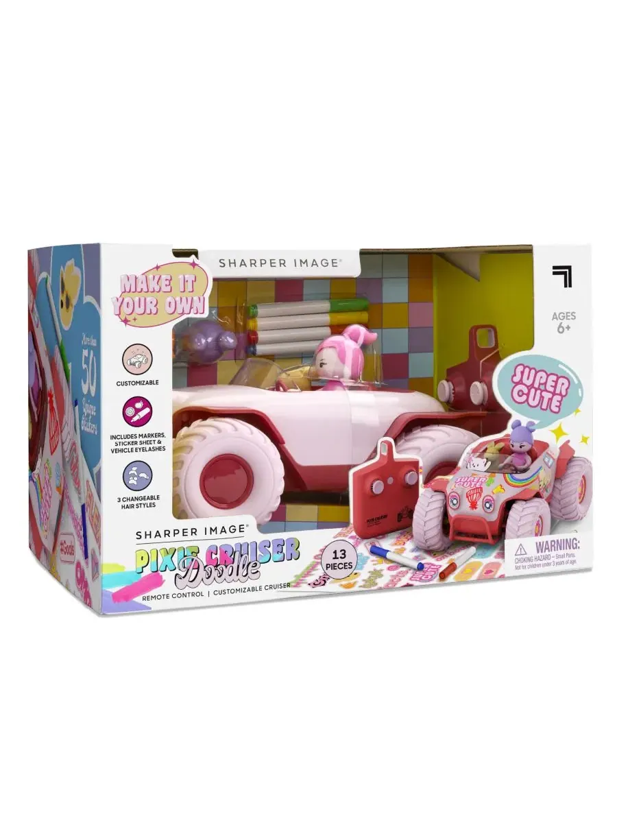 Настраиваемая радиоуправляемая машинка Pixie Cruiser Doodle Sharper Image — изображение 8 из 8, розовый