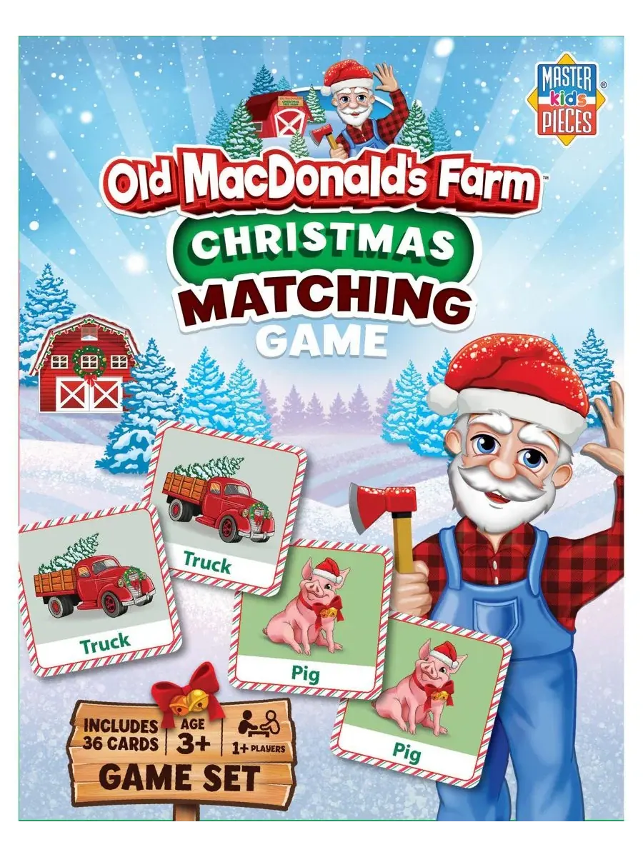 Настольная игра на память Old MacDonald's Farm Christmas Matching Game, MasterPieces
