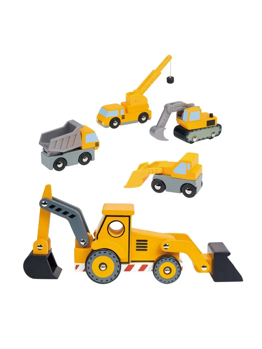 Набор строительной техники с экскаватором и 4 машинами, Construction Vehicle Bundle Mentari Toys