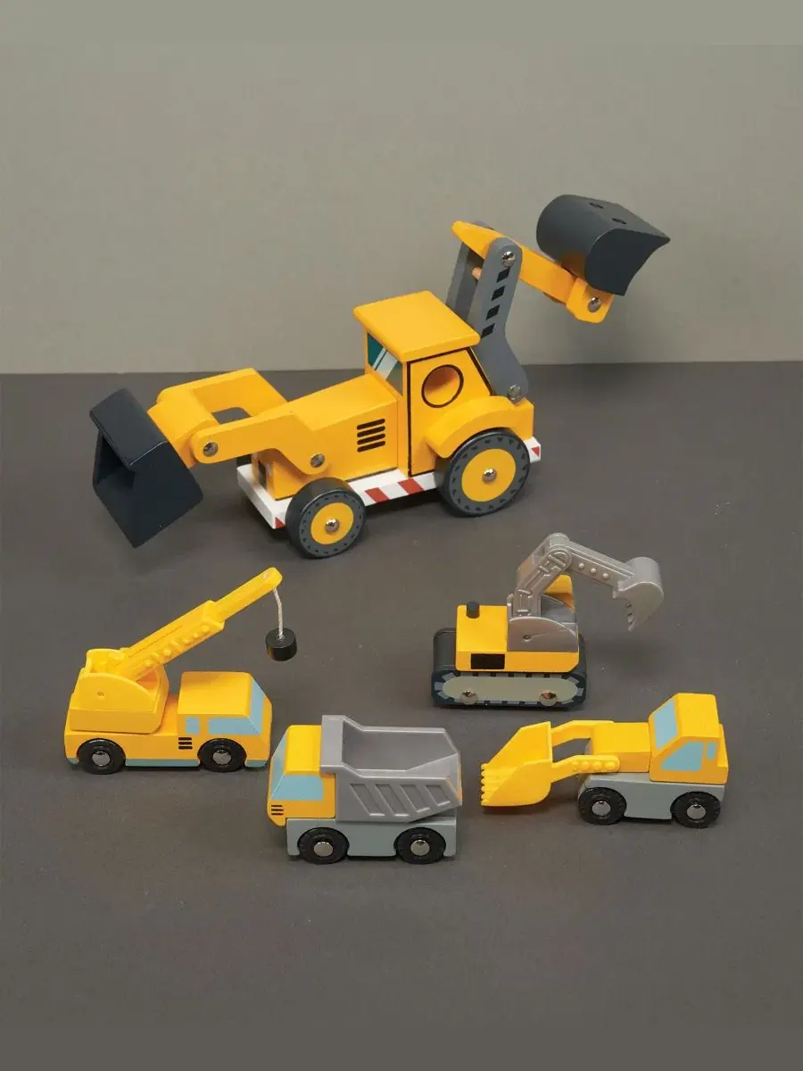 Набор строительной техники с экскаватором и 4 машинами, Construction Vehicle Bundle Mentari Toys — изображение 3 из 6, мульти