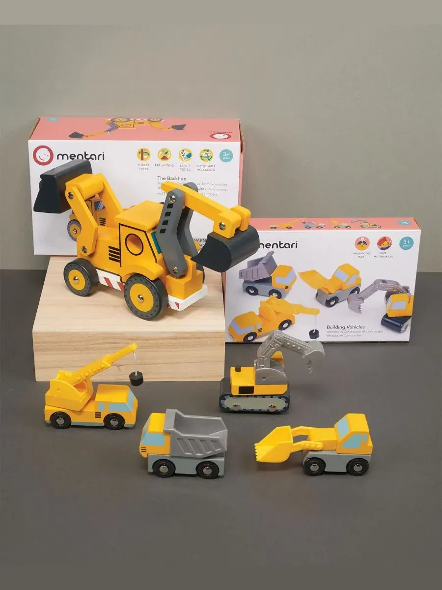 Набор строительной техники с экскаватором и 4 машинами, Construction Vehicle Bundle Mentari Toys — изображение 4 из 6, мульти
