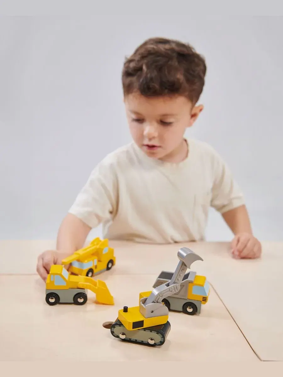 Набор строительной техники с экскаватором и 4 машинами, Construction Vehicle Bundle Mentari Toys — изображение 6 из 6, мульти