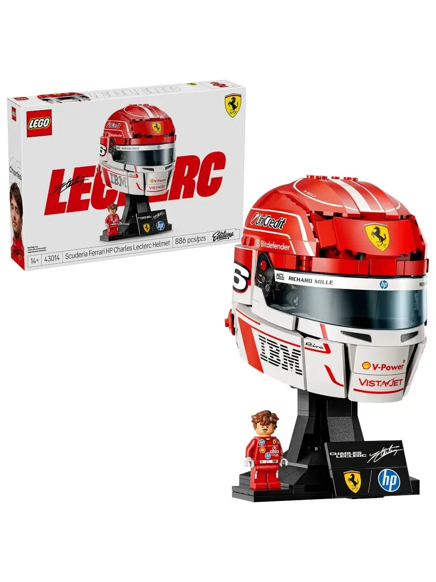 Конструктор LEGO Editions Scuderia Ferrari HP Charles Leclerc Helmet 43014, 886 деталей LEGO