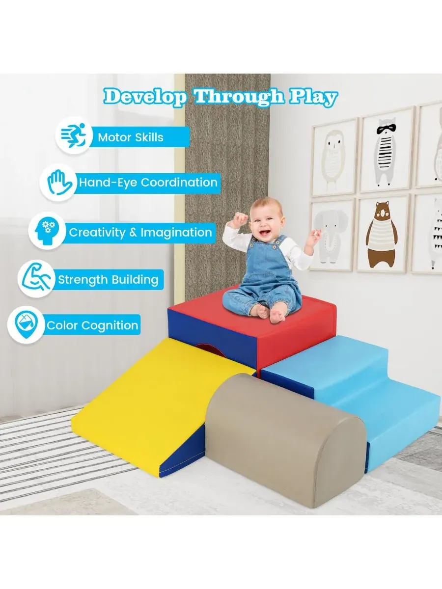 Игровой набор из 4 предметов с туннелем и горкой — изображение 6 из 10, синий