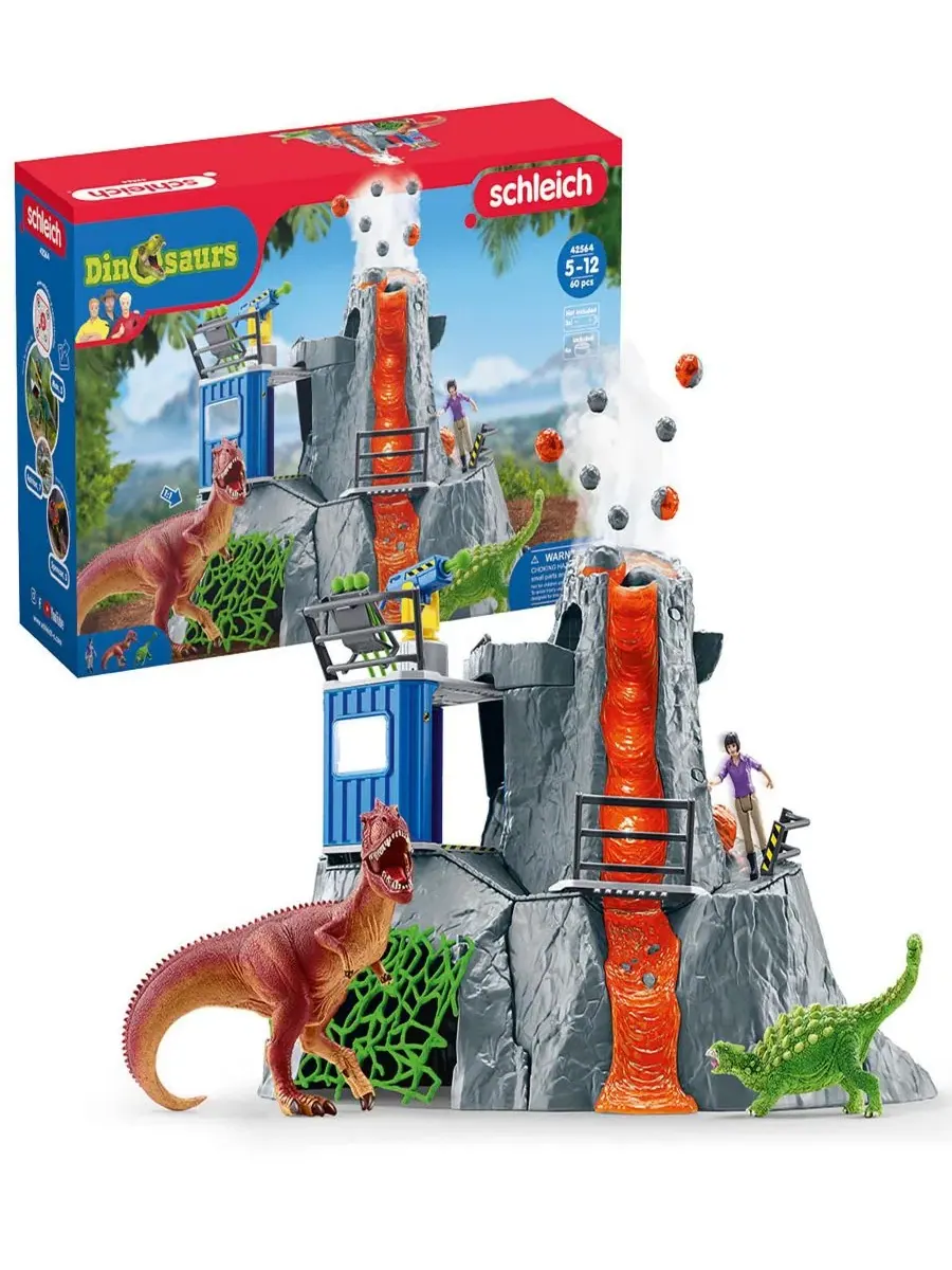 Игровой набор «Базовый лагерь экспедиции динозавров к вулкану» Schleich — изображение 9 из 9, мульти