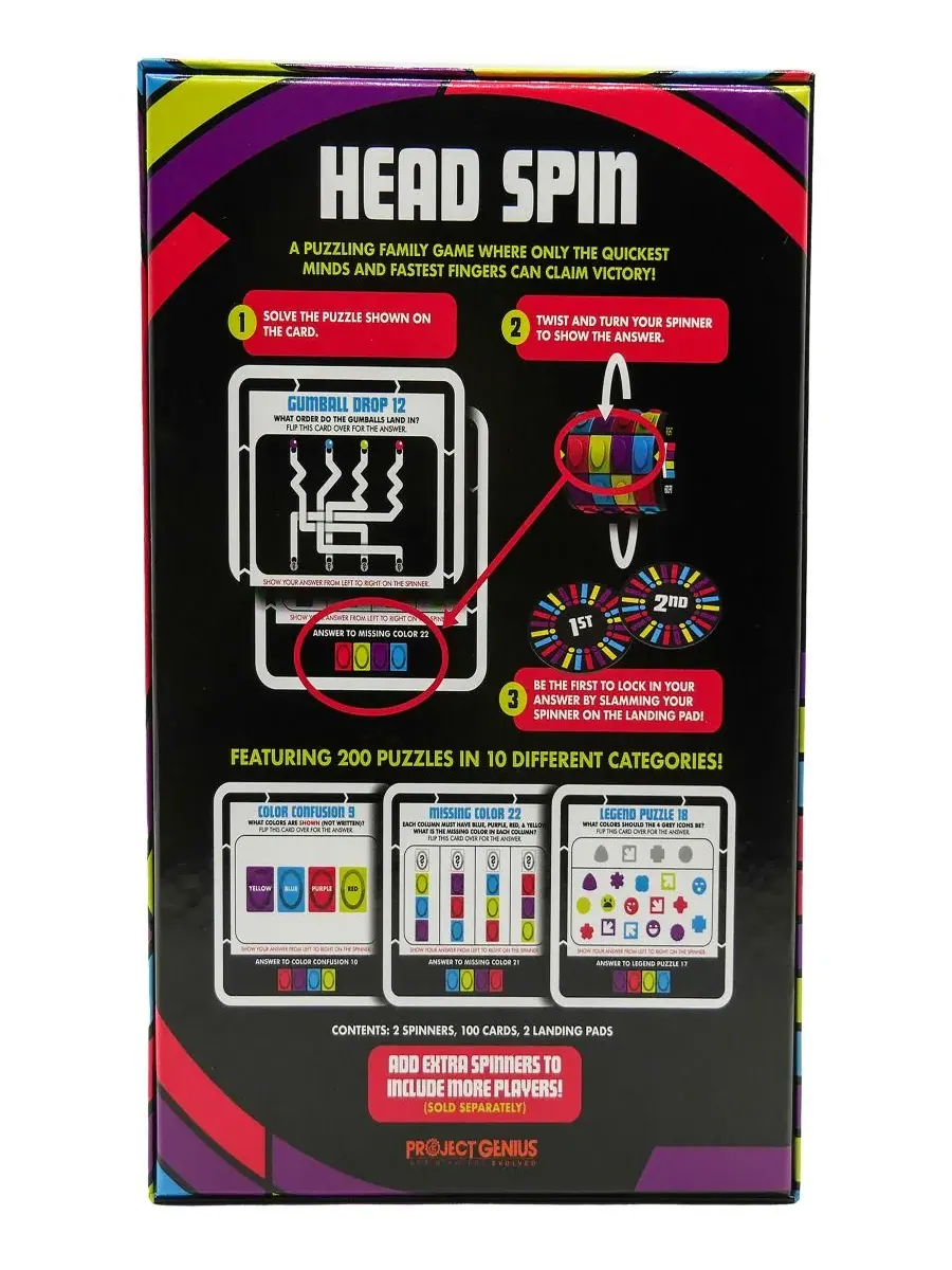 Настольная игра Head Spin Family Two-Player Fidget-Spinner Game Project Genius — изображение 4 из 6, мульти