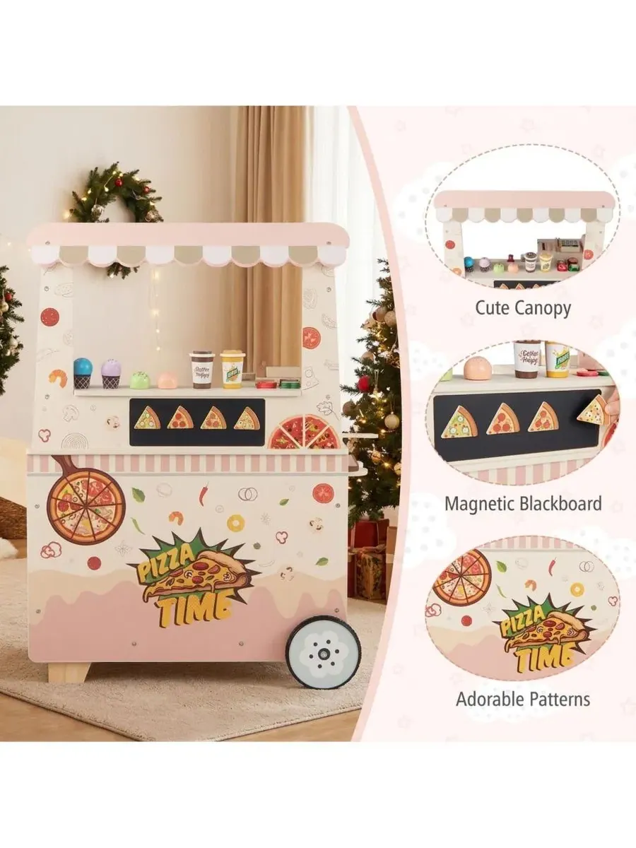 Двусторонний игровой набор с пиццерией и закусочной 40 предметов SUGIFT — изображение 5 из 11, розовый