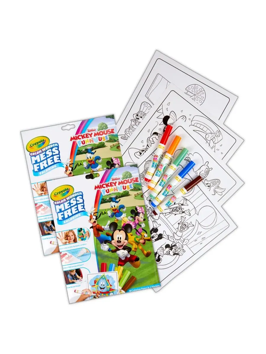 Набор для раскрашивания Color Wonder Mickey Mouse, 2 комплекта по 18 страниц и 5 маркеров Crayola