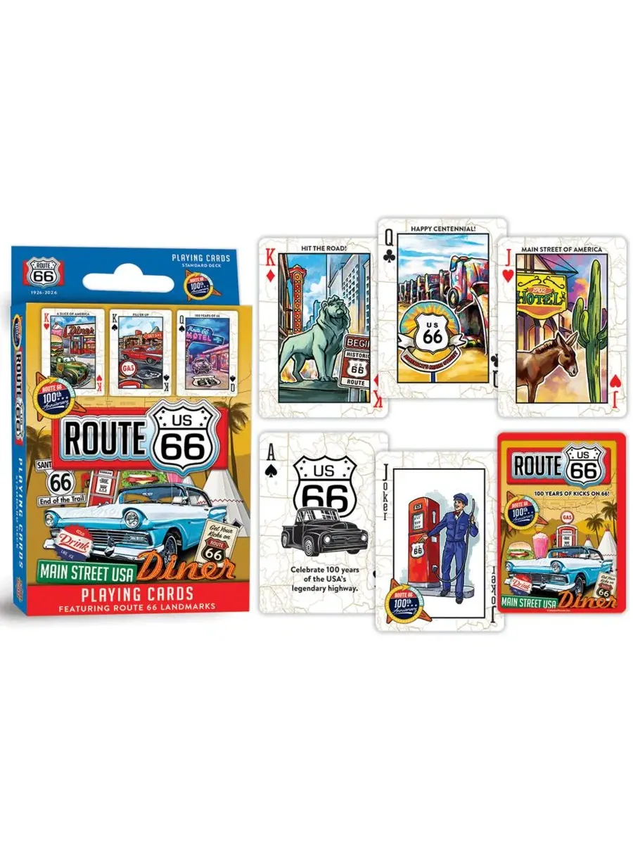 Игральные карты Route 66 - колода из 54 карт Masterpieces Puzzles — изображение 2 из 3, мульти