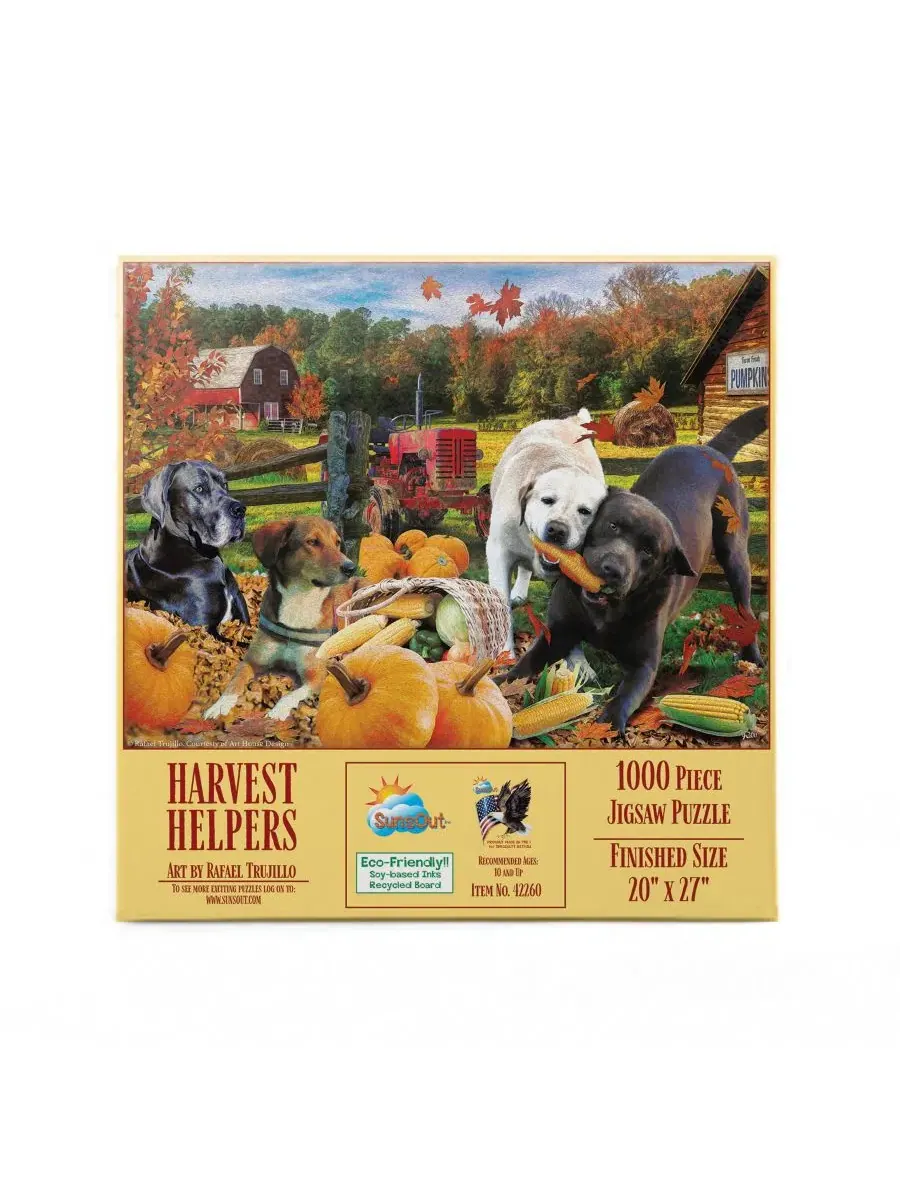 Пазл Harvest Helpers из 1000 деталей для взрослых на тему Дня благодарения Sunsout — изображение 2 из 4, нет цвета