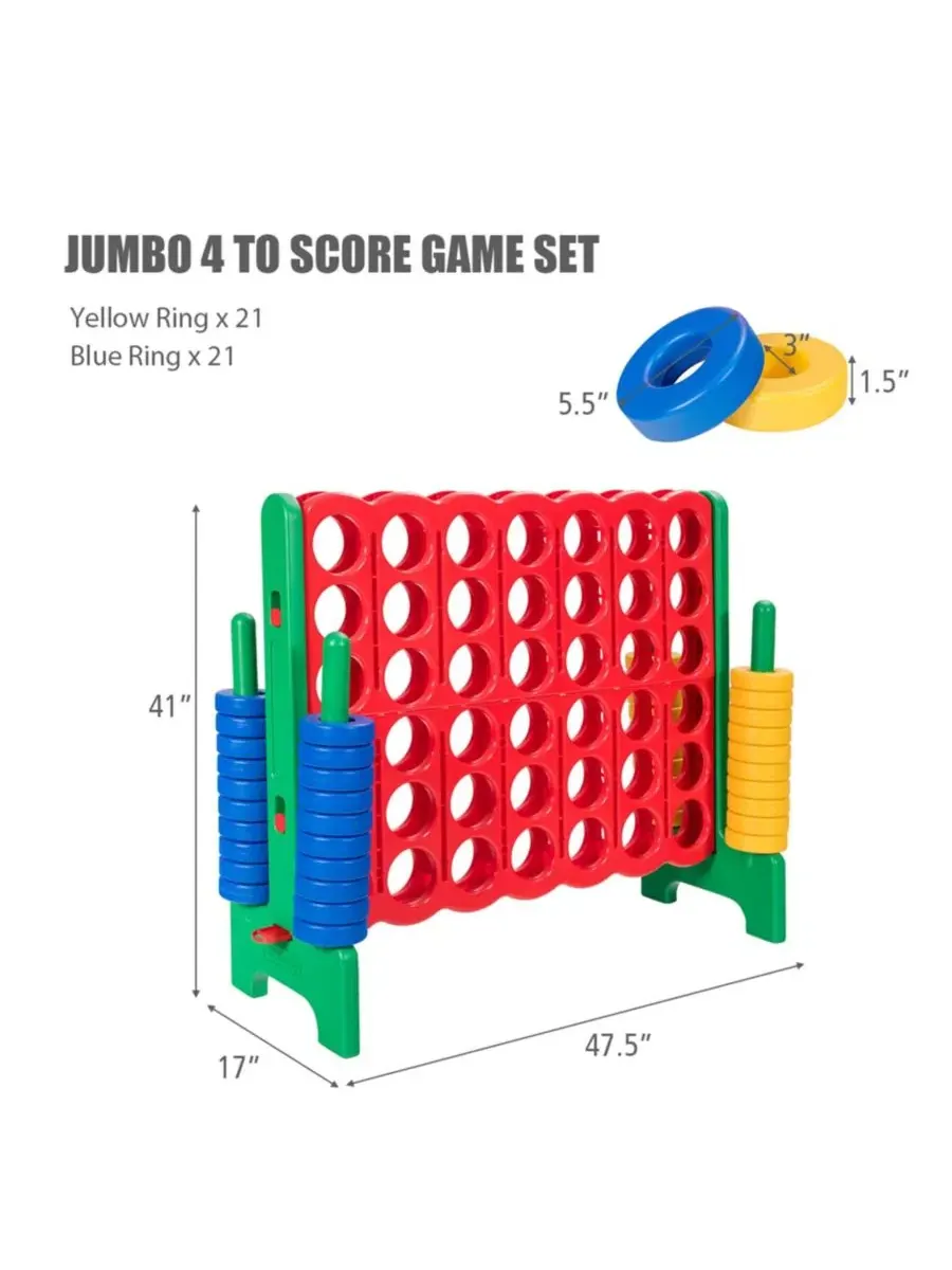 Напольная игра 4 в ряд Jumbo 4-to-Score Giant Game Set Gymax — изображение 2 из 10