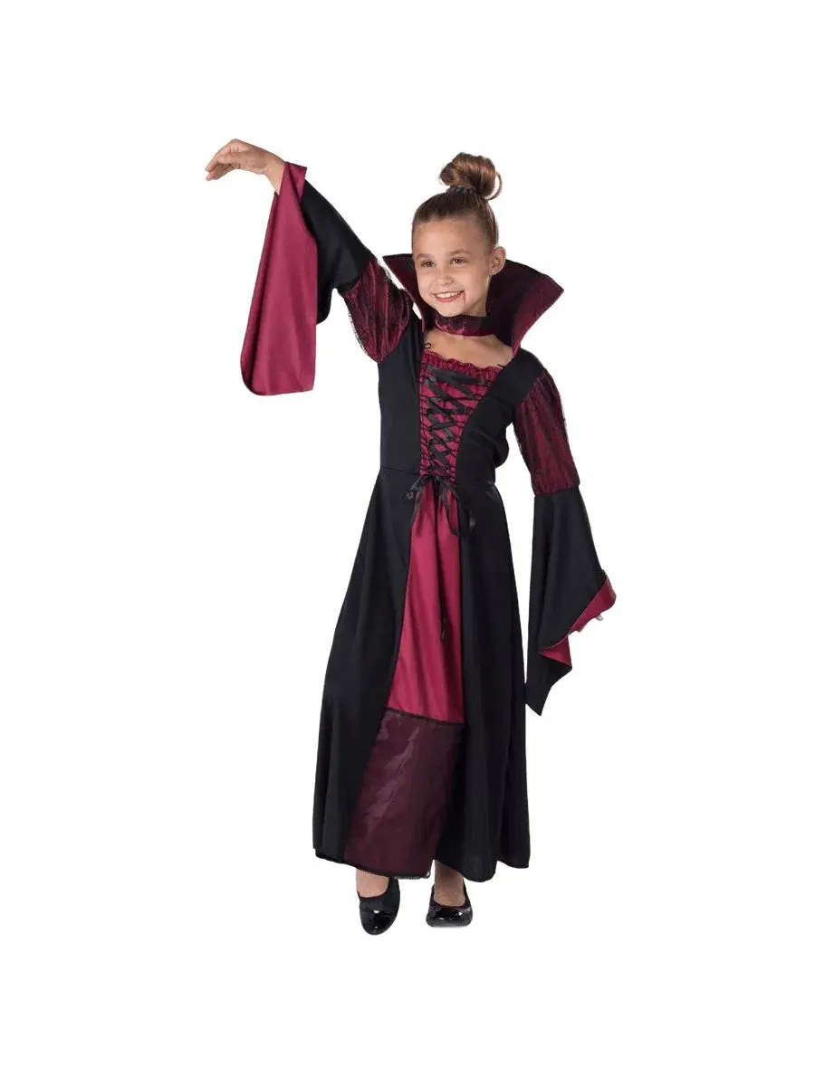 Детский костюм вампирши с платьем и ожерельем, модель Vampiress Dress & Necklace Costume Set Dress